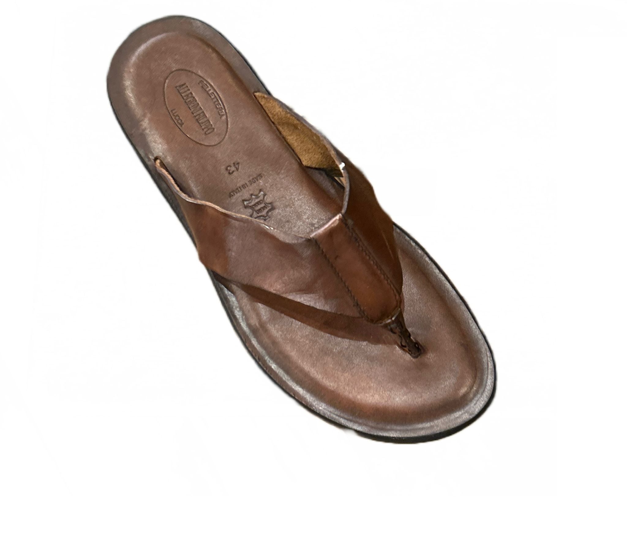 Ciabatta in cuoio infradito uomo Pelletteria Allegrini Filippo M7092 Marrone