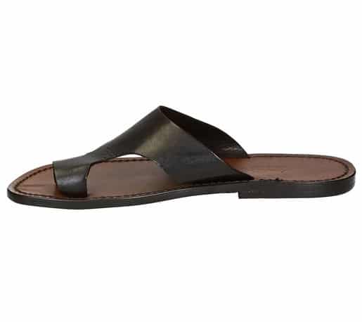 Ciabatta infradito in cuoio uomo Pelletteria Allegrini Filippo 521U testa di moro