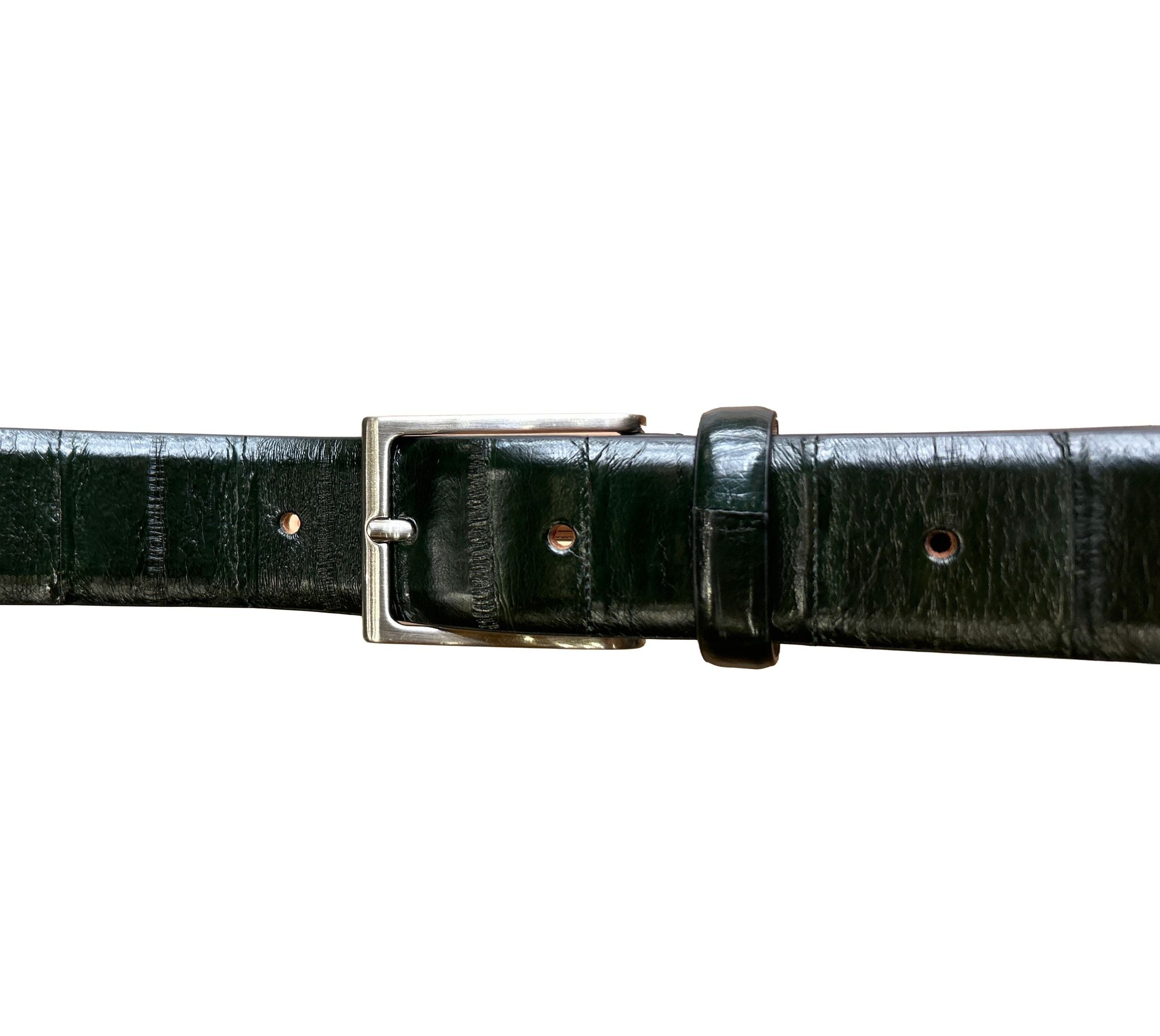 Cintura da uomo in pelle di anguilla Pelletteria Allegrini Filippo C102ANG verde