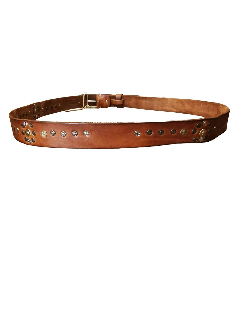 Cintura in cuoio con borchie Pelletteria Allegrini Filippo CT133/35 Cognac - Pelletteria Allegrini