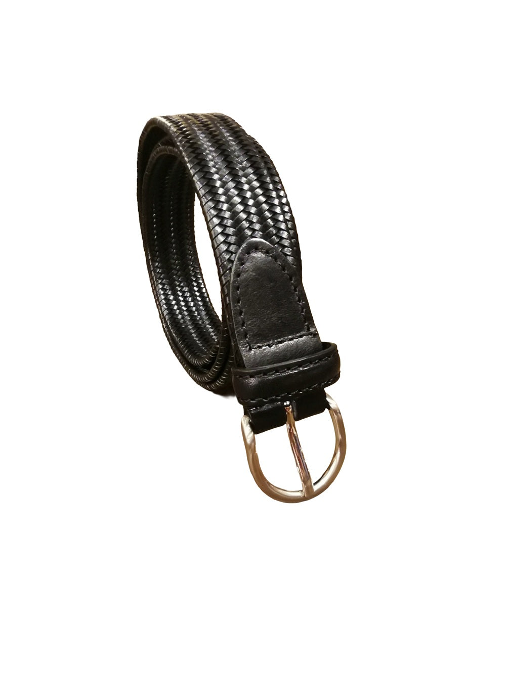 Cintura in pelle intrecciata elasticizzata Pelletteria Allegrini Filippo 6135/30STOCK Nero