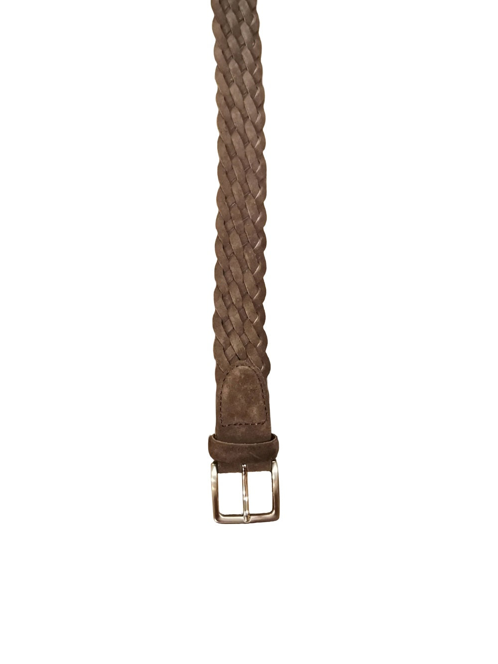 Cintura in pelle scamosciata intrecciata Pelletteria Allegrini Filippo 6121/3765 Testa di moro