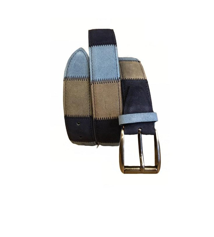 Cintura in pelle scamosciata patchwork Pelletteria Allegrini Filippo CSC59 blu