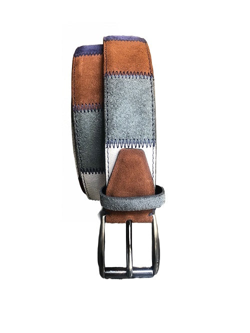 Cintura in pelle scamosciata patchwork Pelletteria Allegrini Filippo CSC59 cammello