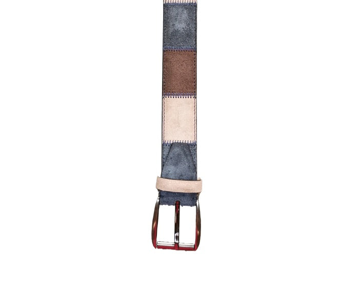 Cintura in pelle scamosciata patchwork Pelletteria Allegrini Filippo CSC59 testa di moro