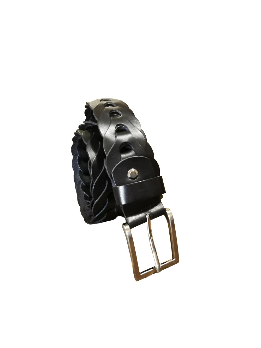 Cintura intrecciata alta 3,5 cm Pelletteria Allegrini Filippo PERA Nero