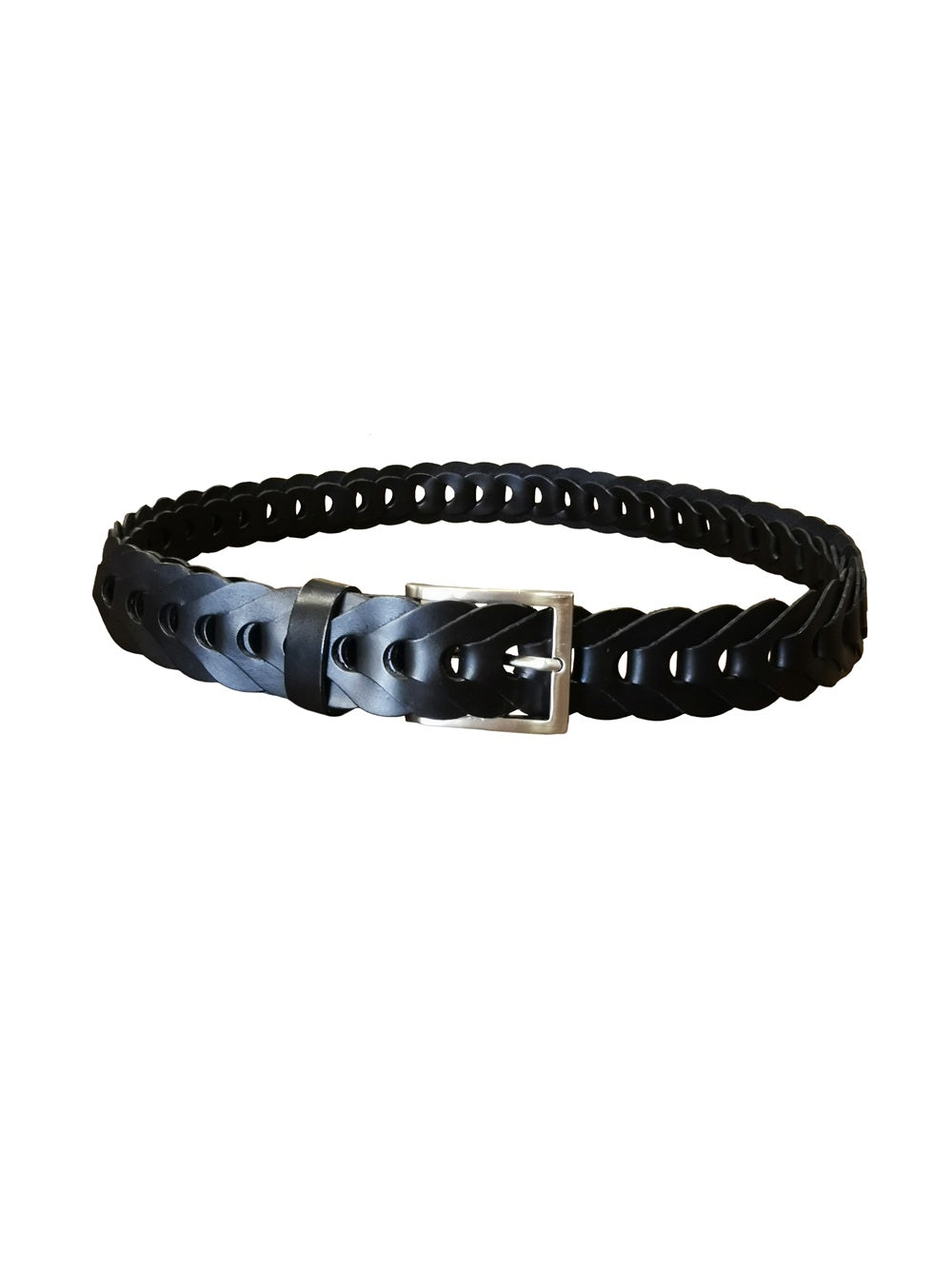 Cintura intrecciata alta 3,5 cm Pelletteria Allegrini Filippo PERA Nero