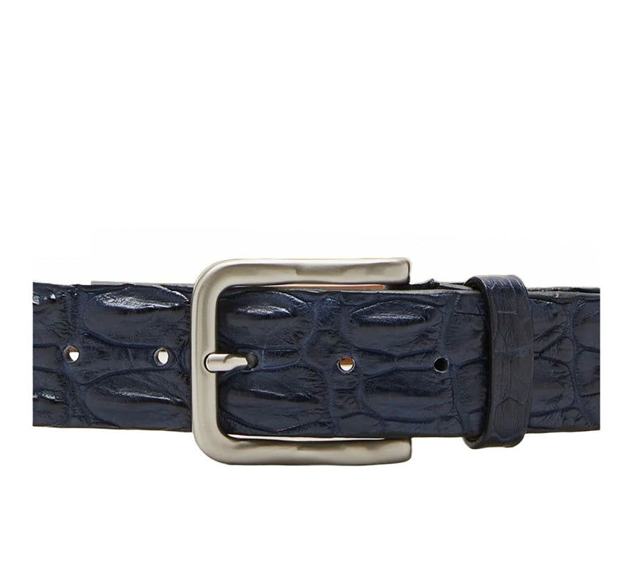 Cintura uomo in schiena di vero coccodrillo Pelletteria Allegrini Filippo C326 blu