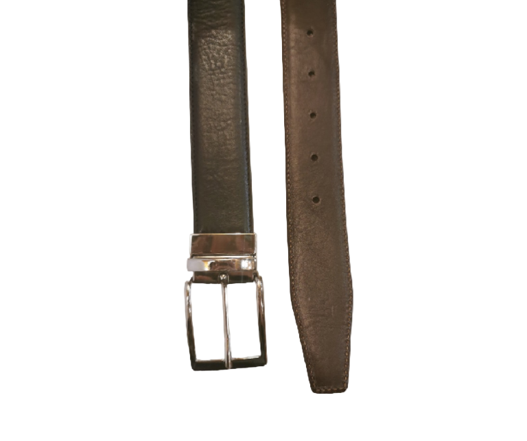 Cintura uomo reversibile con fibbia ad ardiglione Pelletteria Allegrini Filippo 122/35 Nero/Marrone