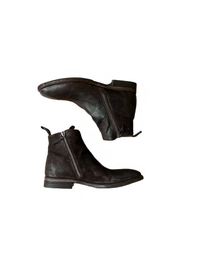 Stivaletto da donna con zip in pelle rovesciata pelletteria allegrini d284 ebano