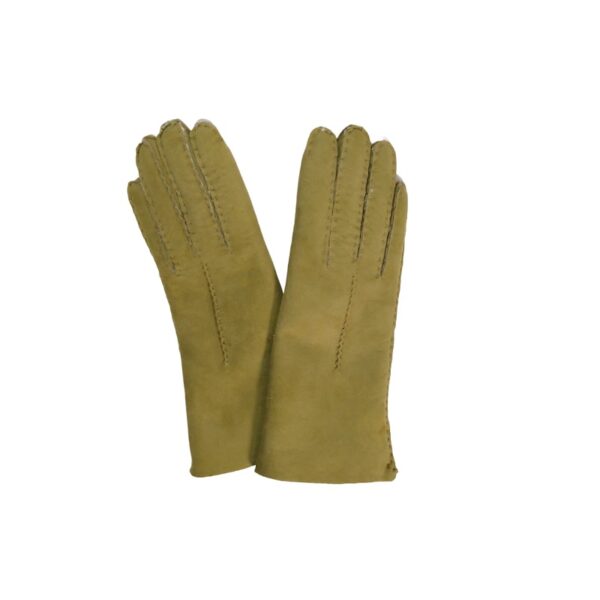 Guanto donna in camoscio e lana merinos pelletteria allegrini g307 verde