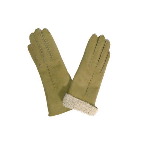 Guanto donna in camoscio e lana merinos pelletteria allegrini g307 verde