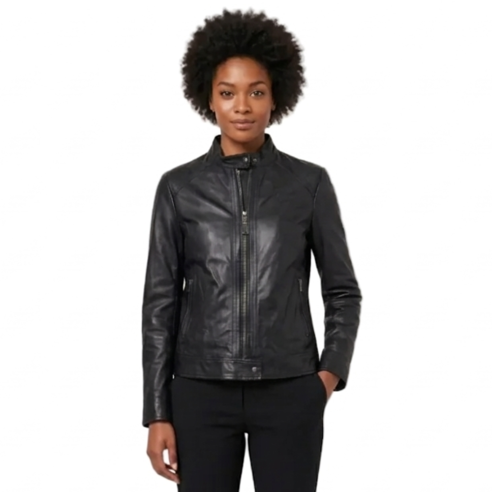 Giacca donna in pelle Pelletteria Allegrini Filippo GAYA Nero