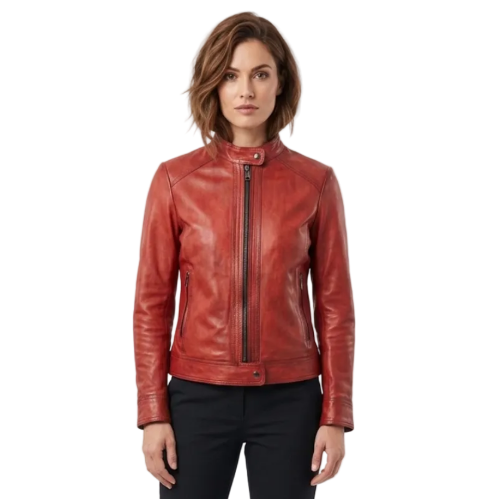 Giacca donna in pelle Pelletteria Allegrini Filippo GAYA Rosso