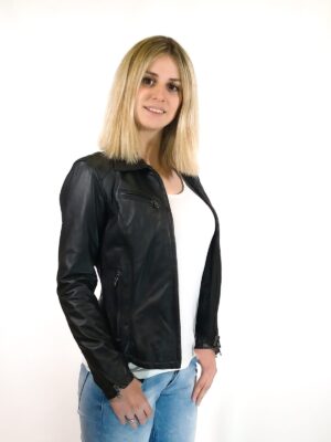 Giacca in pelle donna Pelletteria Allegrini Filippo IRMA Z Nero