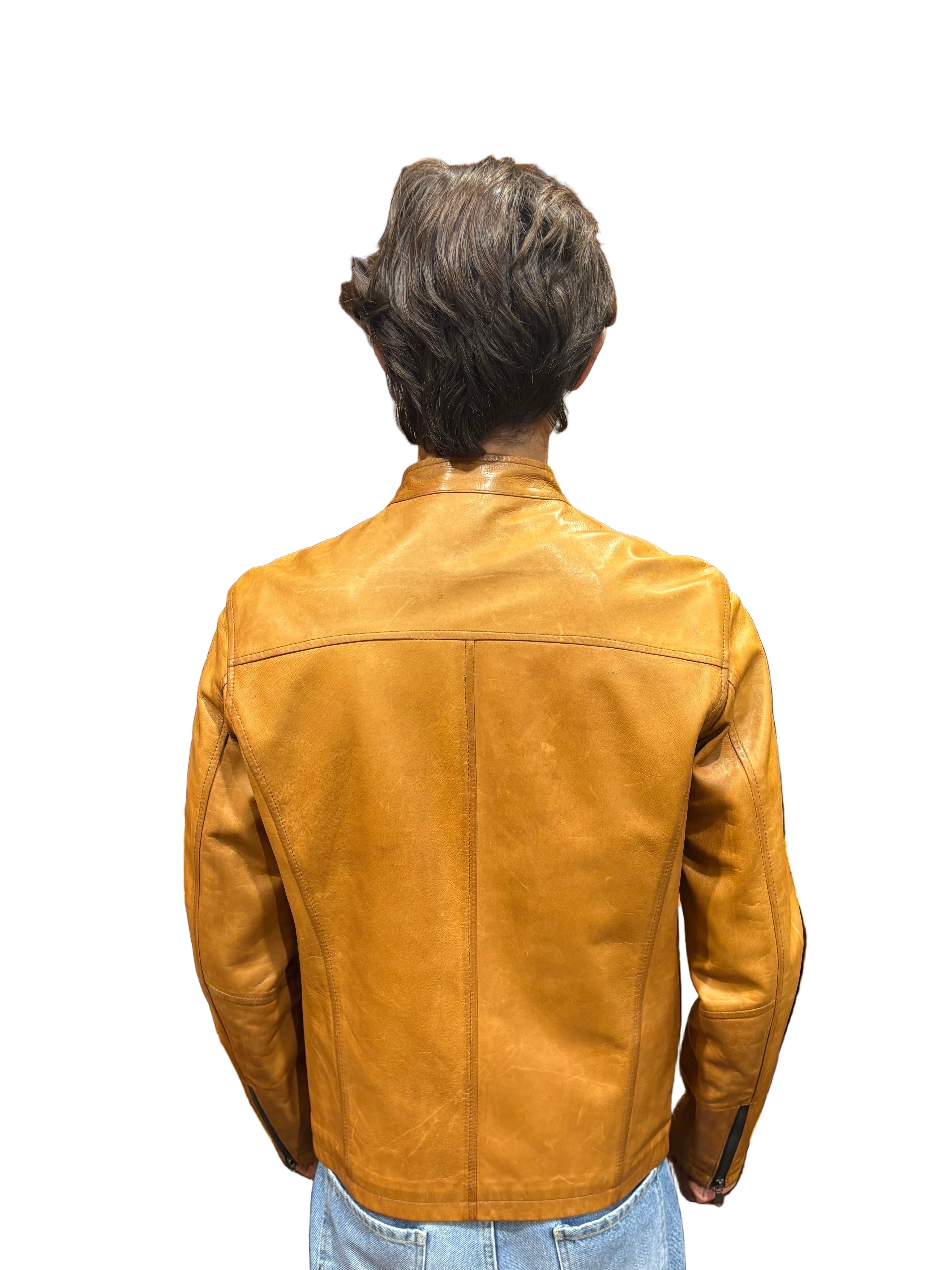 Giacca in pelle Pelletteria Allegrini Filippo DG1 Nocciola