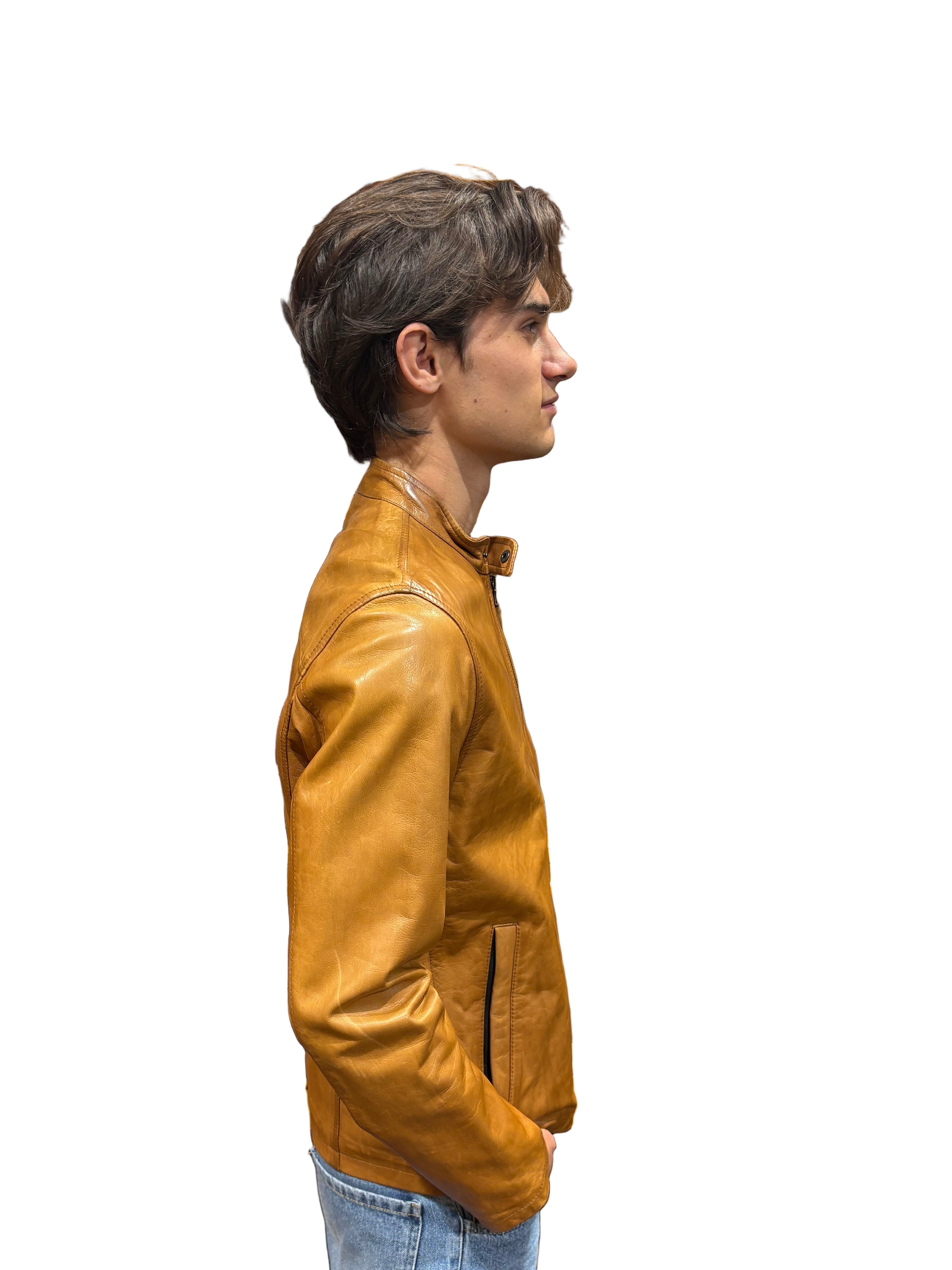 Giacca in pelle Pelletteria Allegrini Filippo DG1 Nocciola