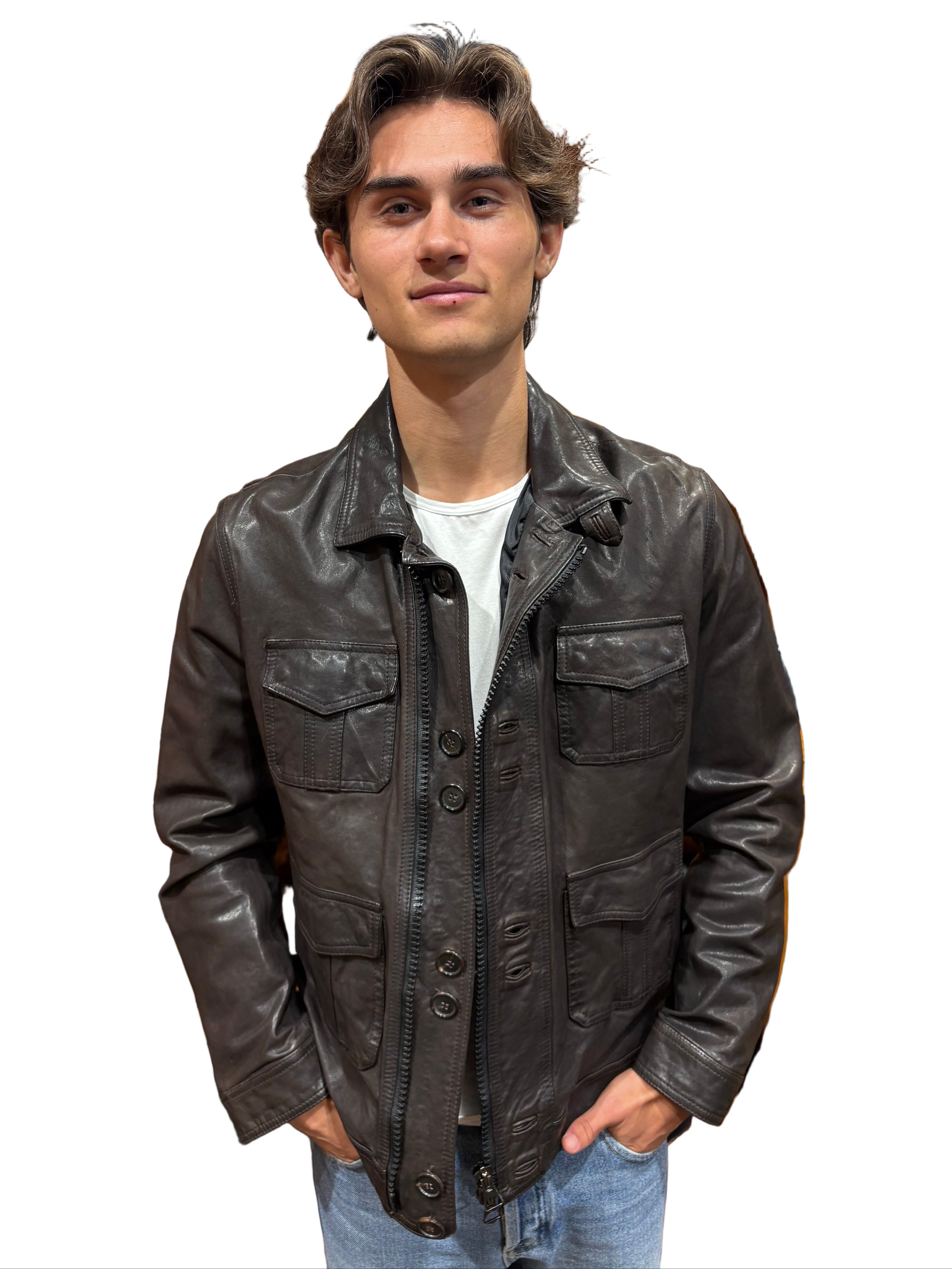 Giacca in pelle Pelletteria Allegrini Filippo GARKO ARIZONA Nutella