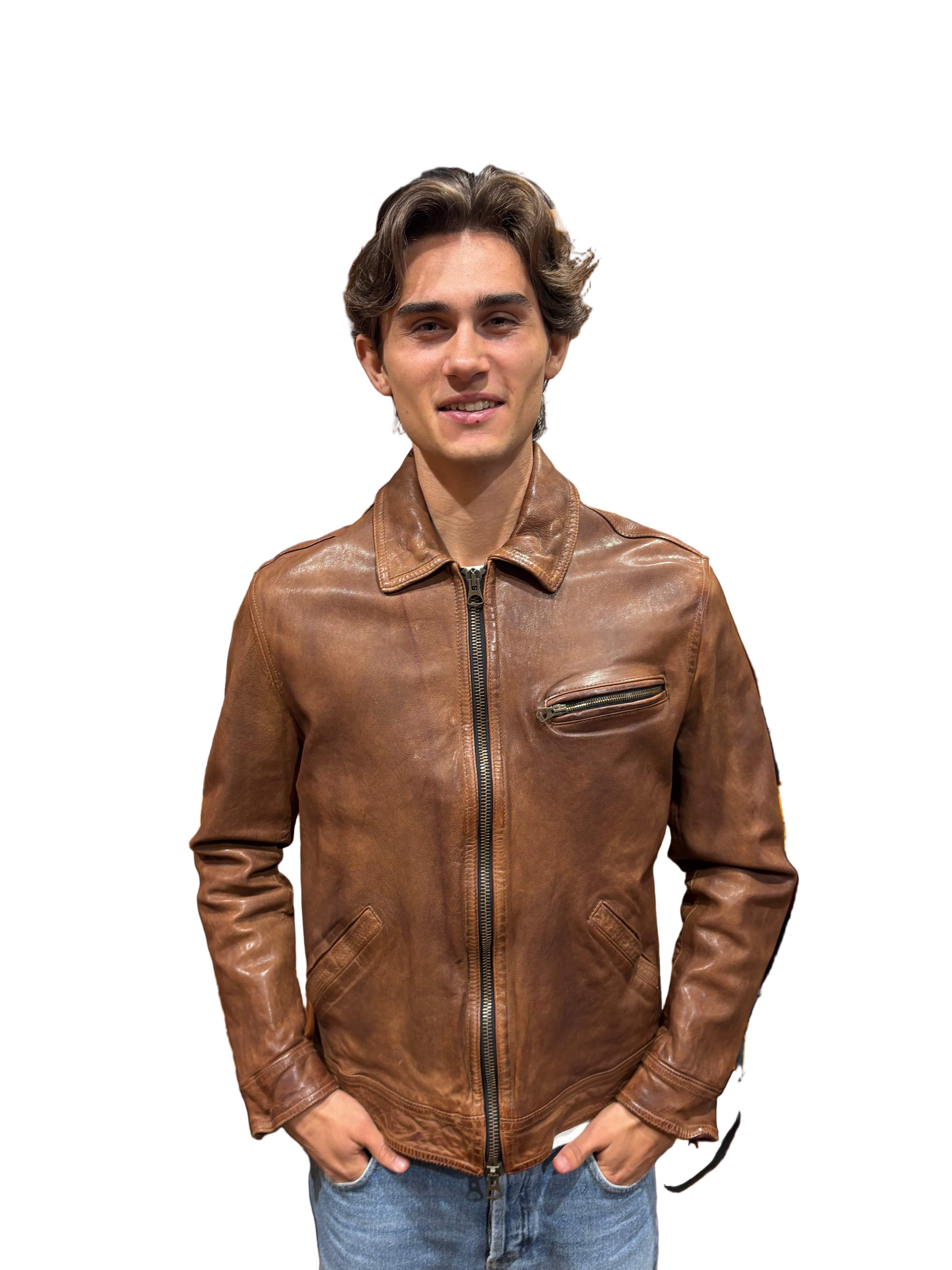 Giacca in pelle Pelletteria Allegrini Filippo M90 GRANA Cuoio