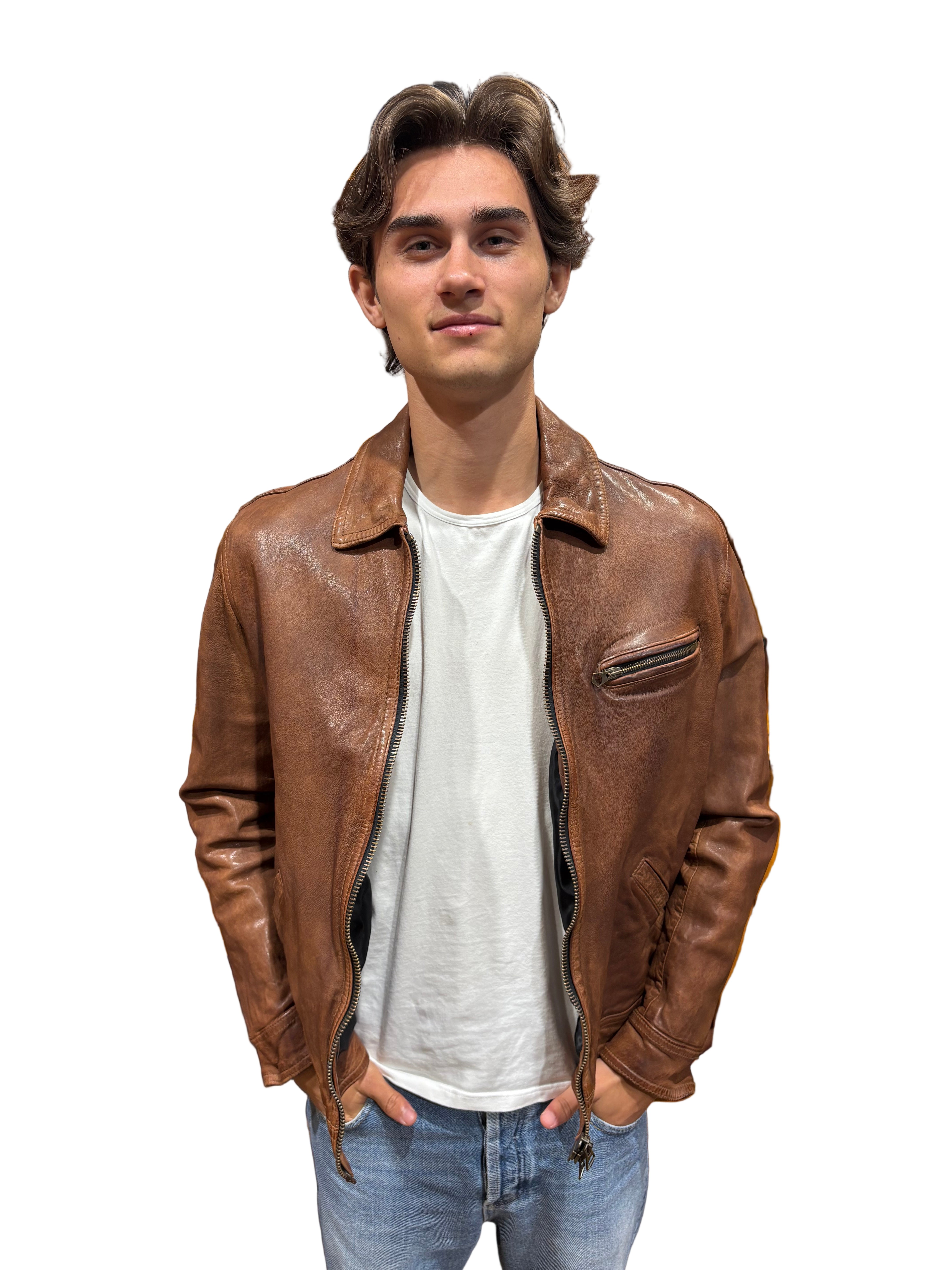 Giacca in pelle Pelletteria Allegrini Filippo M90 GRANA Cuoio