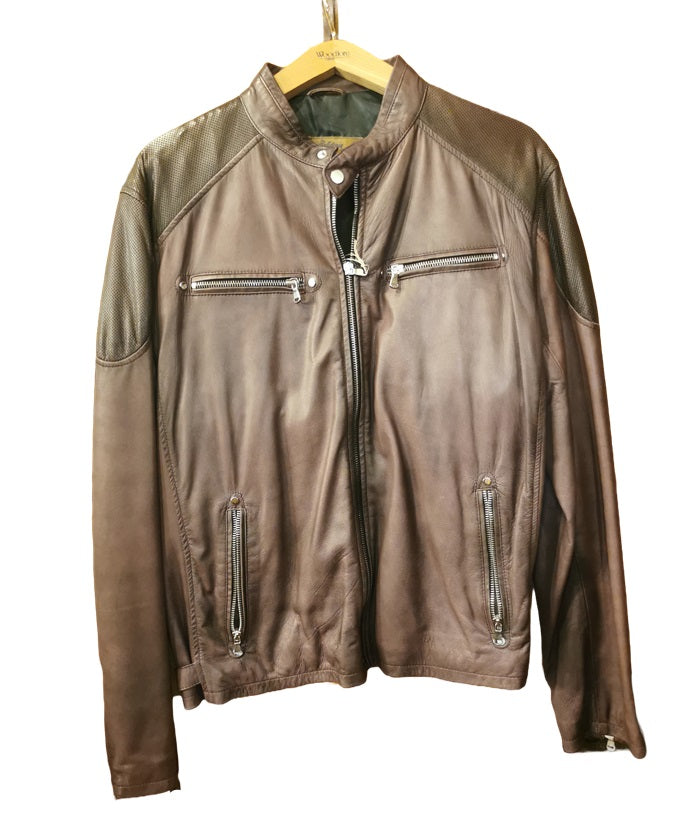 Giacca in pelle tamponata a mano Pelletteria Allegrini Filippo TAORMINA ROCK Tek