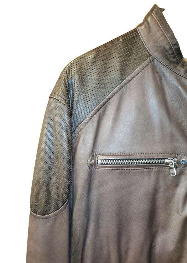 Giacca in pelle tamponata a mano Pelletteria Allegrini Filippo TAORMINA ROCK Tek