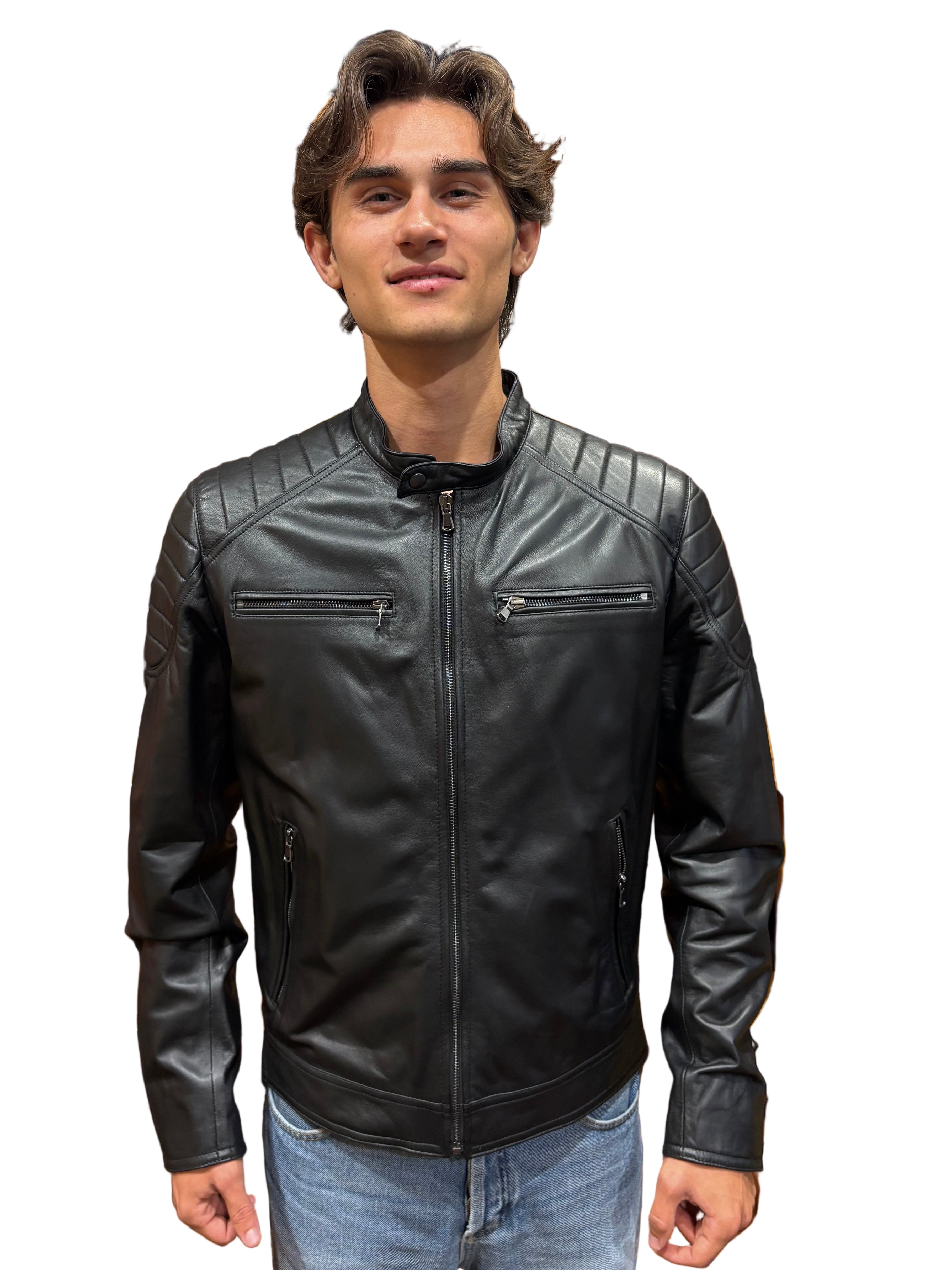 Giacca in pelle uomo Pelletteria Allegrini Filippo BRUTO Nero