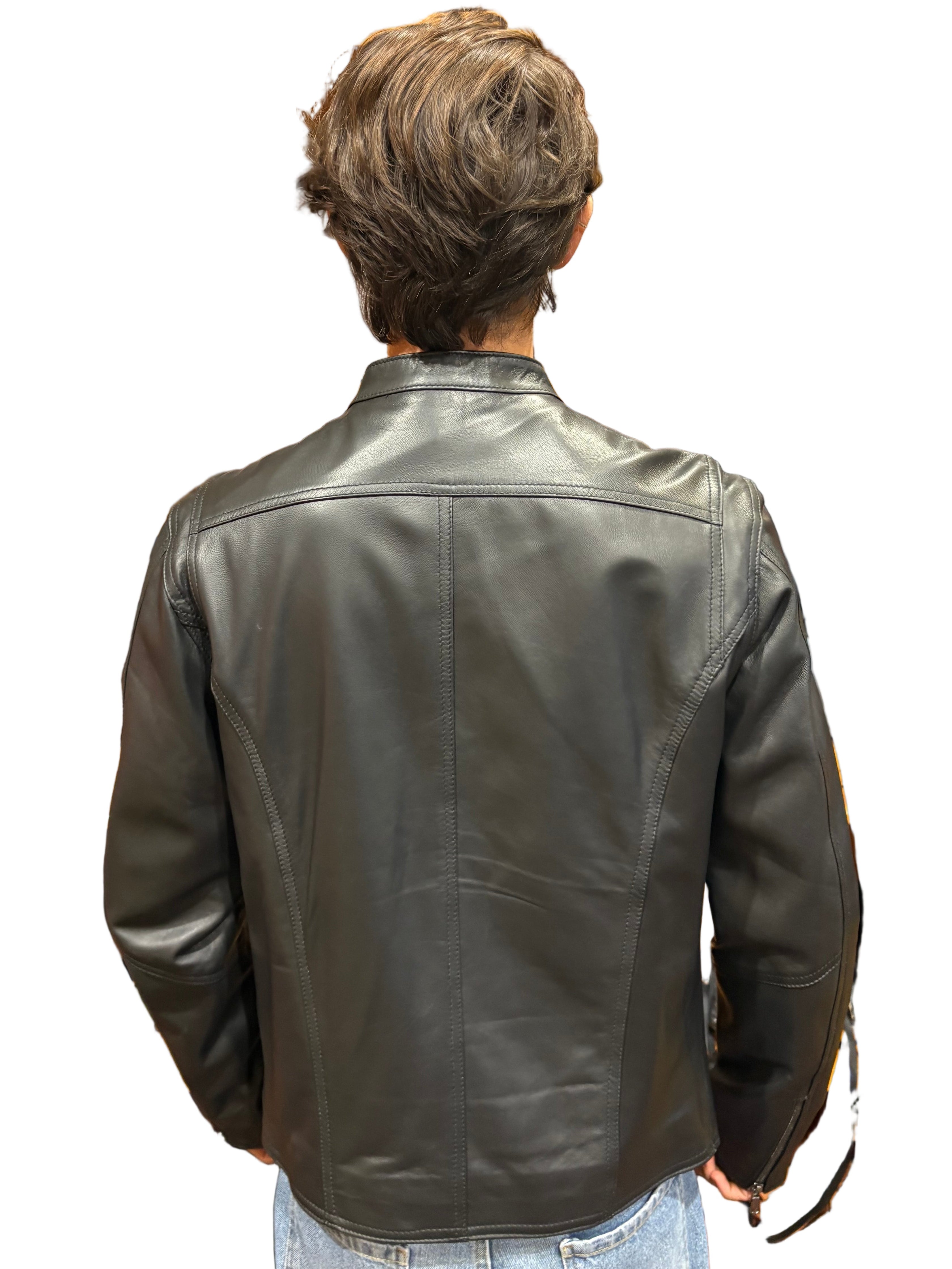 Giacca in pelle uomo Pelletteria Allegrini Filippo MONSTER Nero