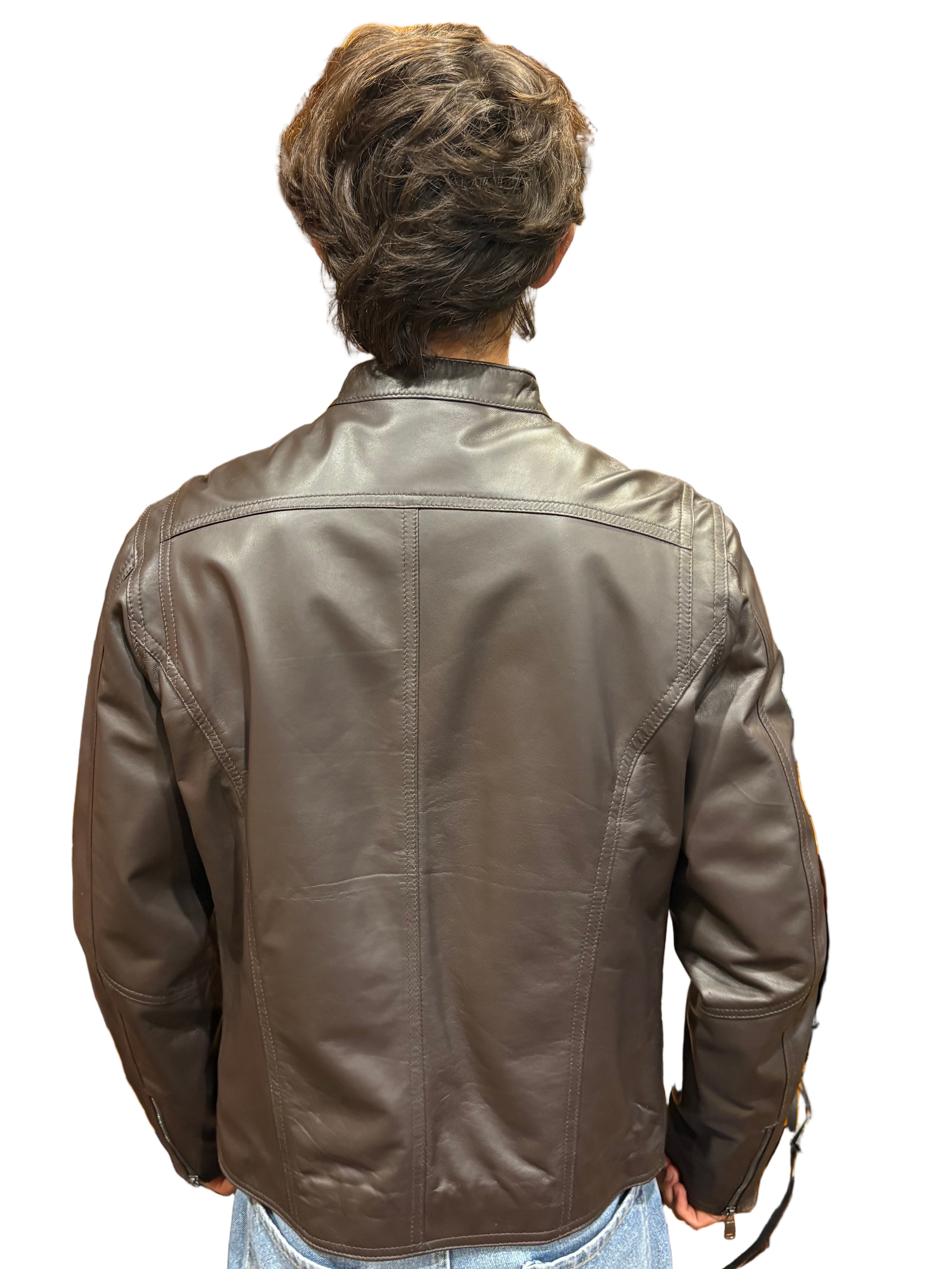 Giacca in pelle uomo Pelletteria Allegrini Filippo MONSTER Testa di moro