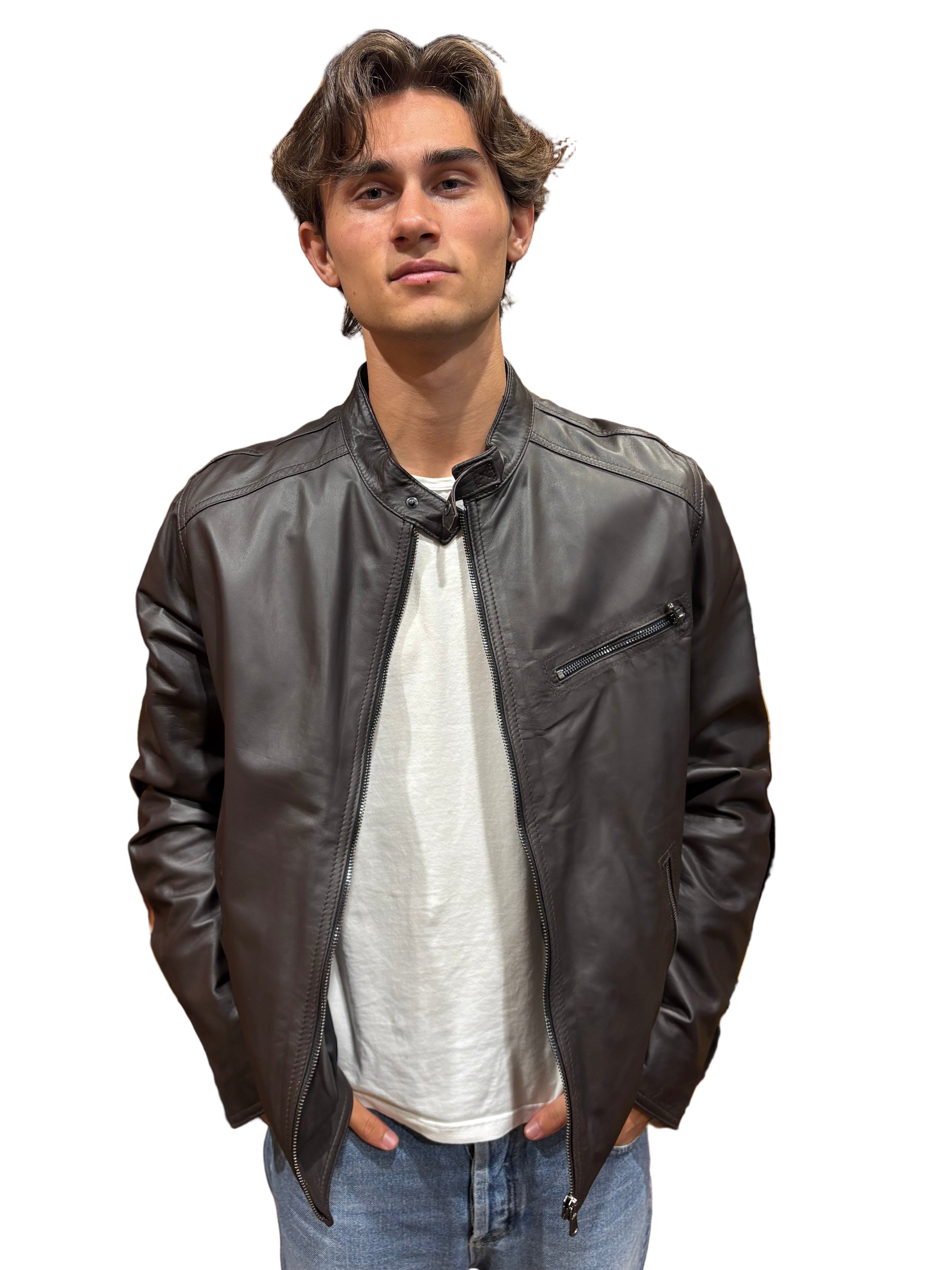 Men's Leather Jacket Pelletteria Allegrini Filippo MONSTER Dark brown