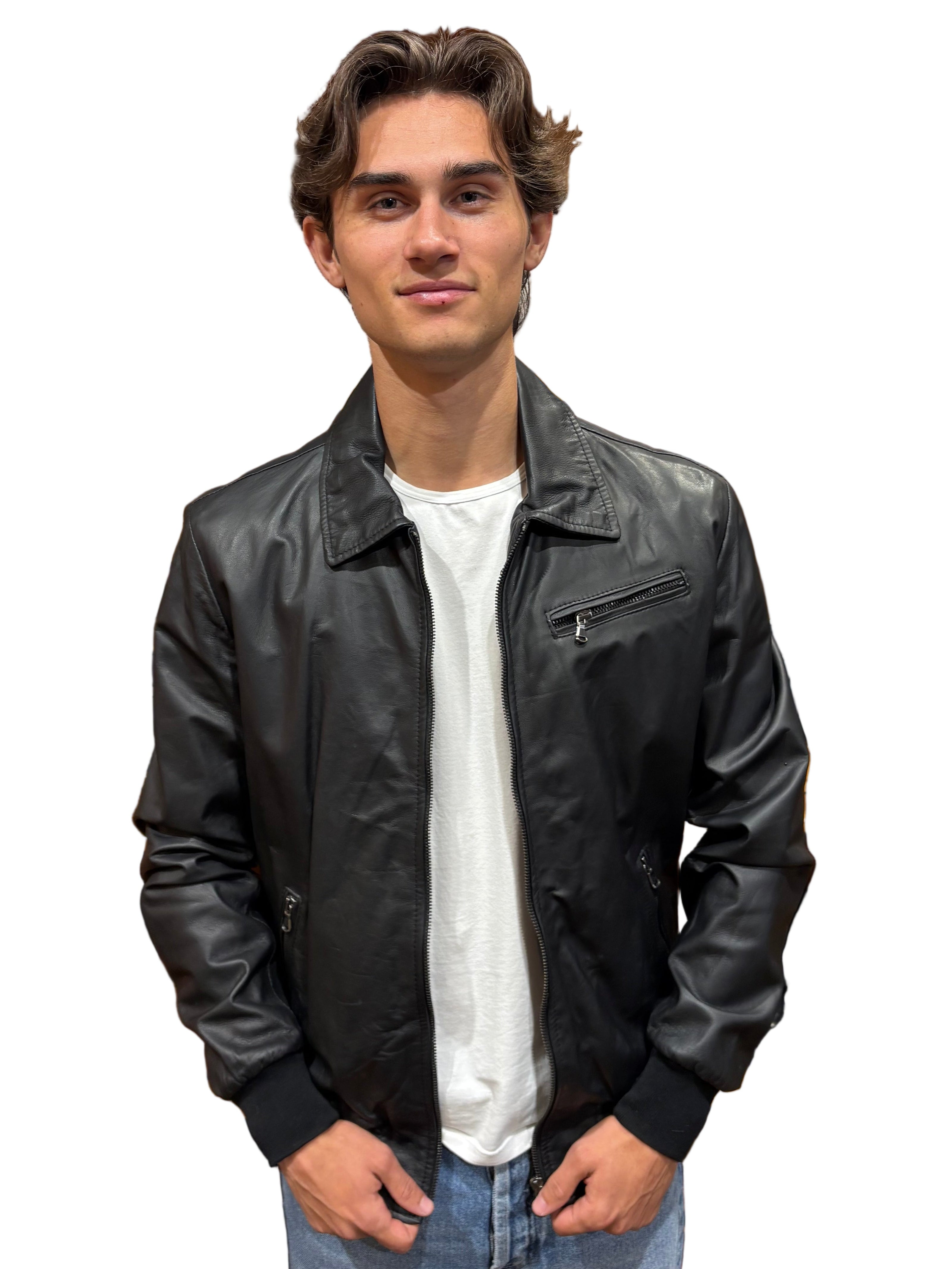 Giacca in pelle uomo Pelletteria Allegrini Filippo RED2 JAP Nero