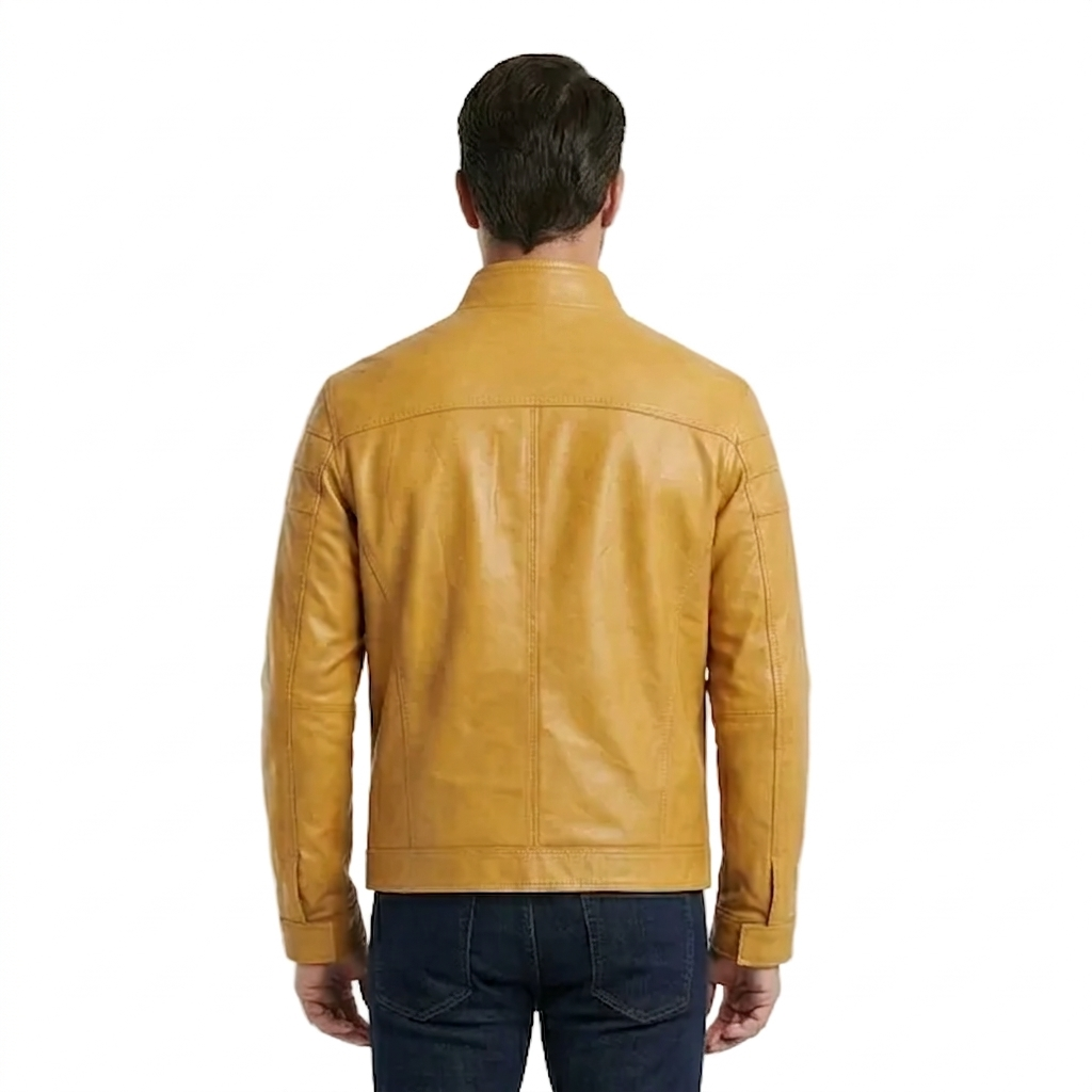 Giacca in pelle uomo tamponata a mano Pelletteria Allegrini Filippo PEGASO tuscany Giallo