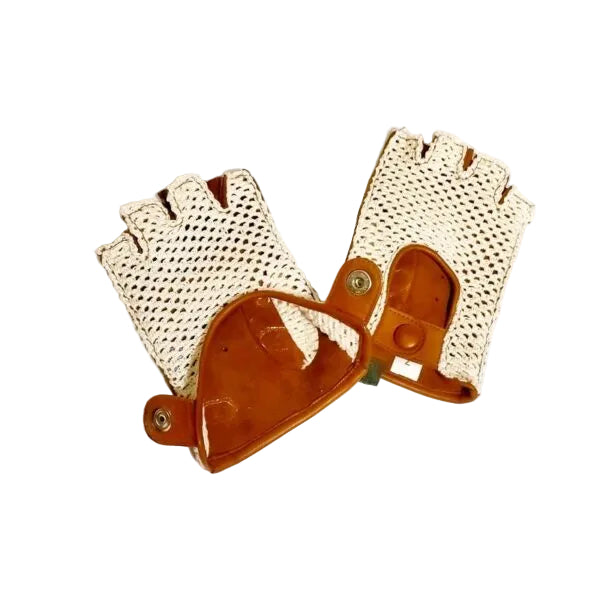 Men's half-finger driving glove Pelletteria Allegrini Filippo G251U cognac