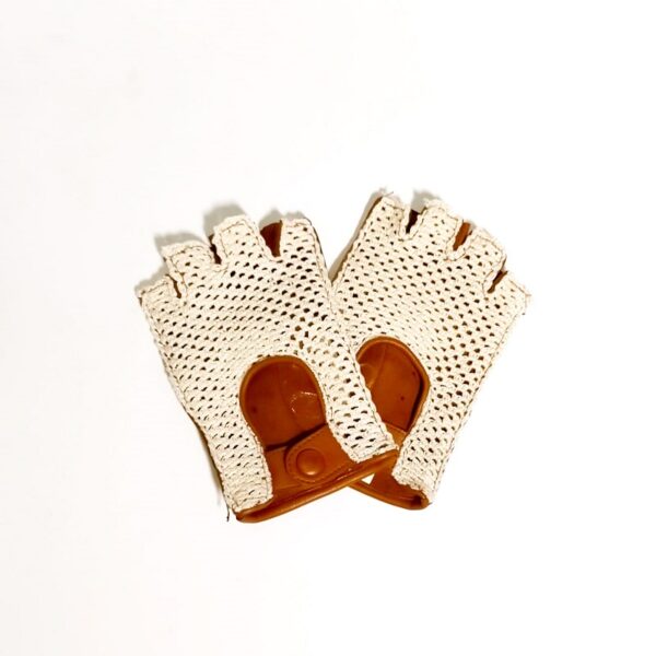 Men's half-finger driving glove Pelletteria Allegrini Filippo G251U cognac