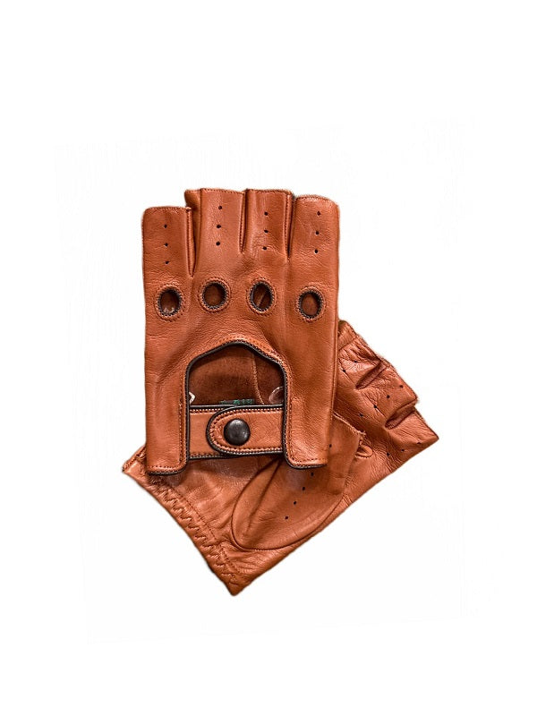Guanto da guida mezze dita uomo Pelletteria Allegrini Filippo G2530 Cognac/testa di moro
