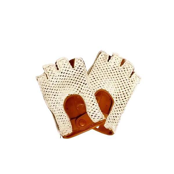 Women's half-finger driving gloves Pelletteria Allegrini Filippo G251 cognac