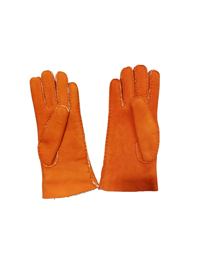 Guanto donna in camoscio e lana merinos Pelletteria Allegrini Filippo G307 Arancio
