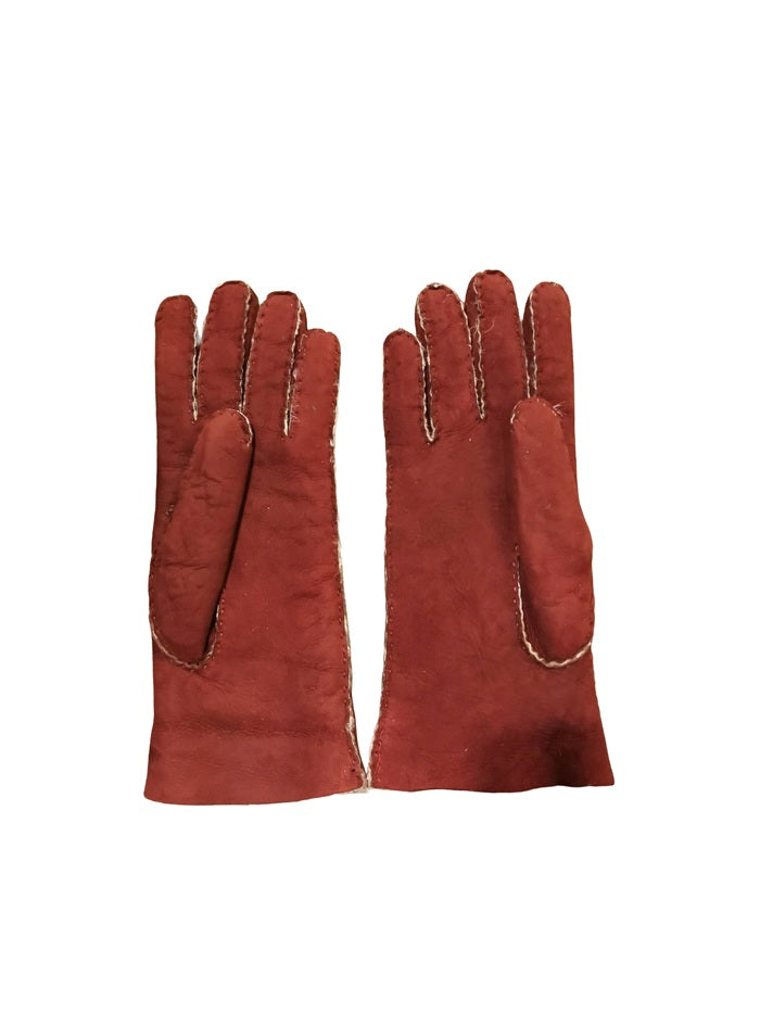 Guanto donna in camoscio e lana merinos Pelletteria Allegrini g307 bordeaux