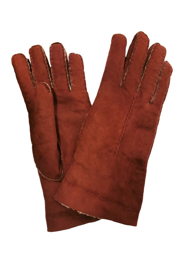 Guanto donna in camoscio e lana merinos Pelletteria Allegrini g307 bordeaux