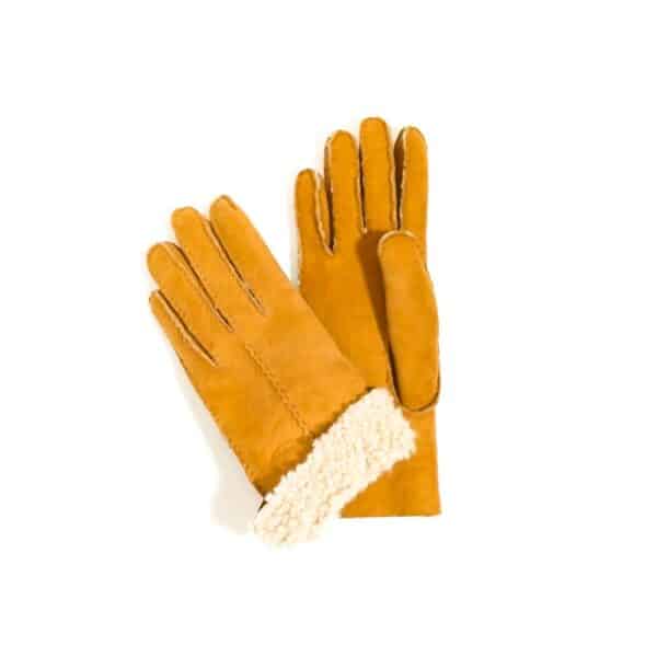 Guanto donna in camoscio e lana merinos Pelletteria Allegrini Filippo G307 giallo