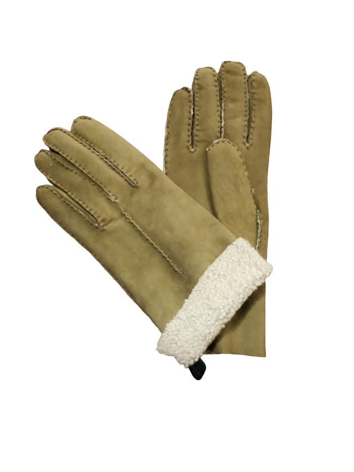 Guanto donna in camoscio e lana merinos Pelletteria Allegrini Filippo G307 verde oliva