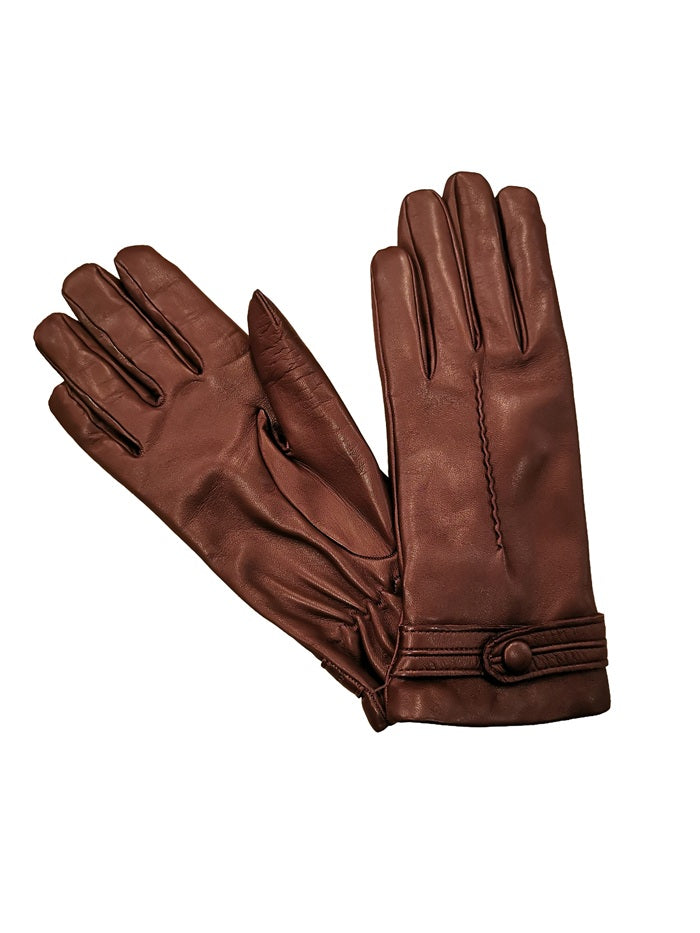 Guanto donna in pelle con bottoncino Pelletteria Allegrini Filippo G4656 bordeaux