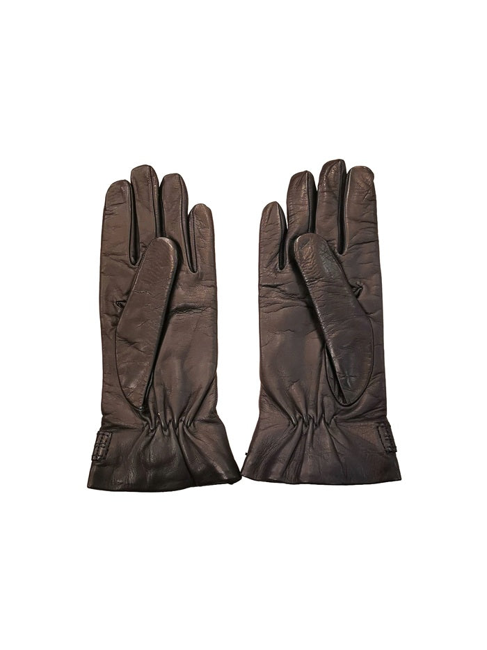 Women's leather glove with button by Pelletteria Allegrini Filippo G4656 black