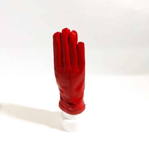 Guanto donna in pelle con bottoncino Pelletteria Allegrini Filippo G4656 rubino