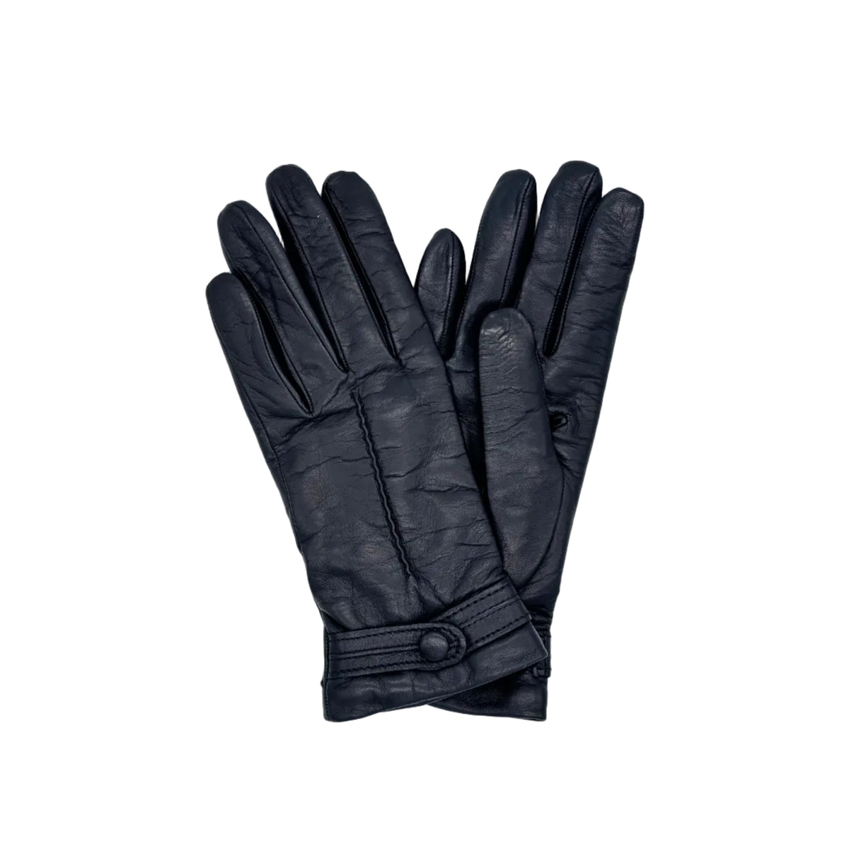 Women's leather glove with small button Pelletteria Allegrini Filippo G4656 Navy