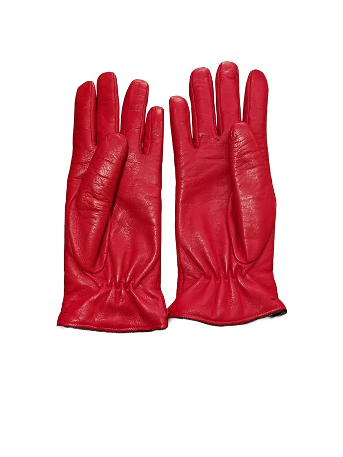 Guanto donna in pelle con dettaglio cuciture Pelletteria Allegrini Filippo G4758 rosso/nero