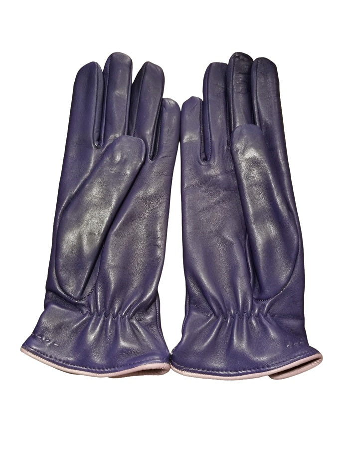 Women's leather glove with stitching detail Pelletteria Allegrini Filippo G4758 Purple/Lilac