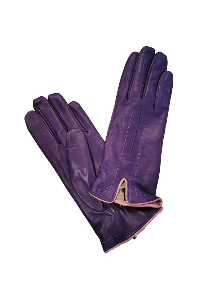 Guanto donna in pelle con dettaglio cuciture Pelletteria Allegrini Filippo G4758 Viola/Lilla