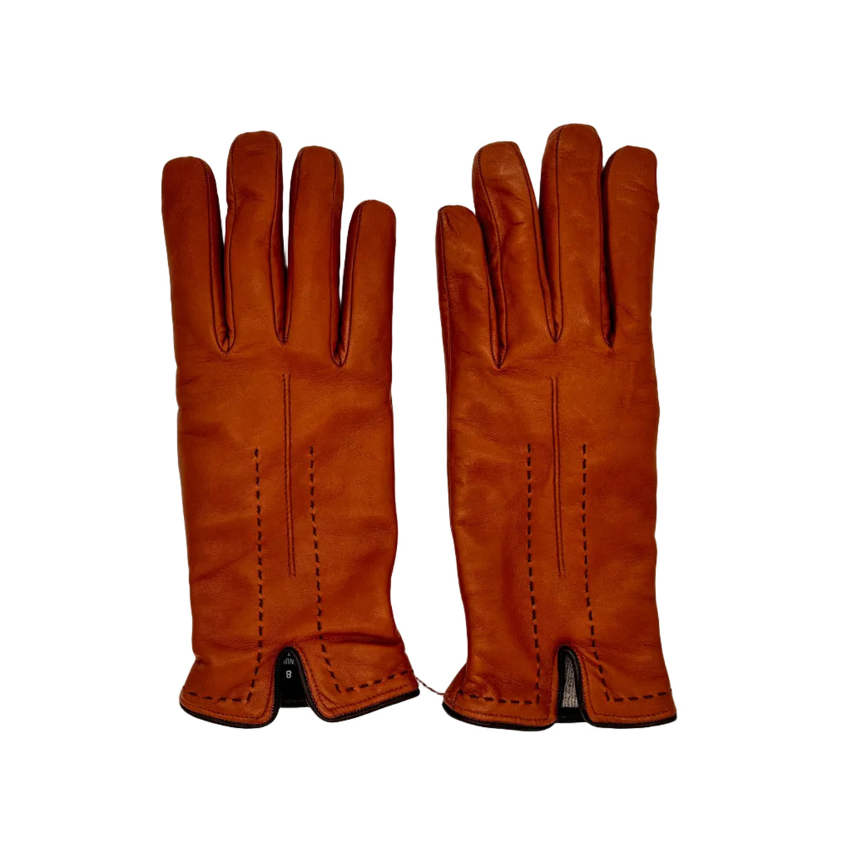 Women's leather glove with stitching detail Pelletteria Allegrini Filippo G4758 Cognac