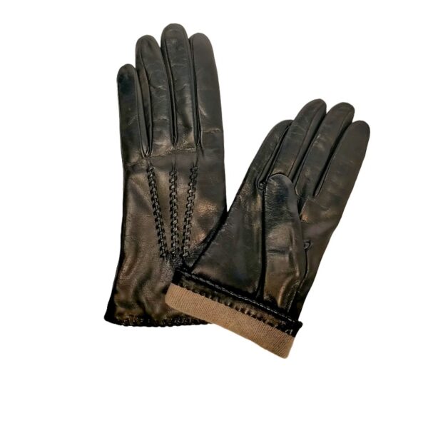 Guanto donna in pelle con infilature Pelletteria Allegrini Filippo G4904 nero